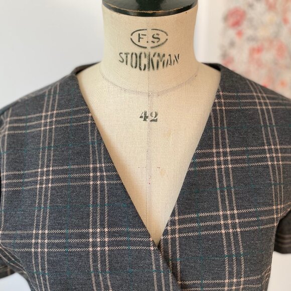 Mango Charcoal Checkered Midi Dress - Picture 3 of 11